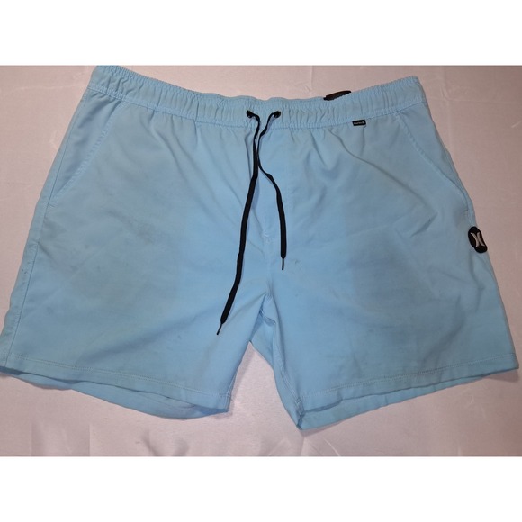 Hurley Mens H2O Dri‎ Trek Swim Trunk Shorts Turquoise Blue XXL Drawstring Waist - Picture 1 of 7
